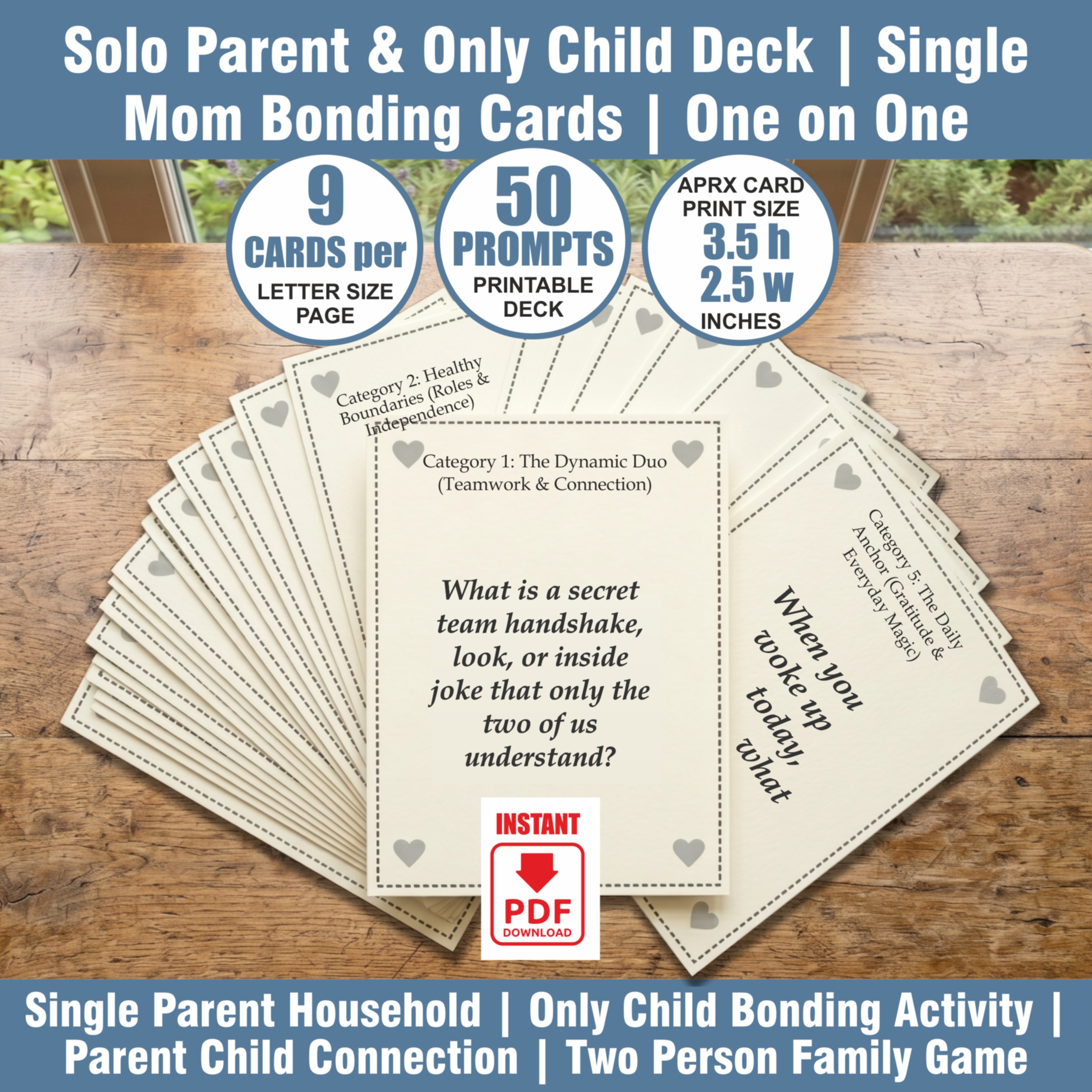 Solo Parent & Only Child Deck | Single Mom Bonding Cards | One on One Conversation Starters